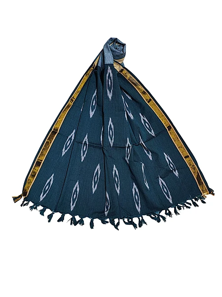 Dark Green Pochampally Ikkat Pure Cotton Dupatta for Women