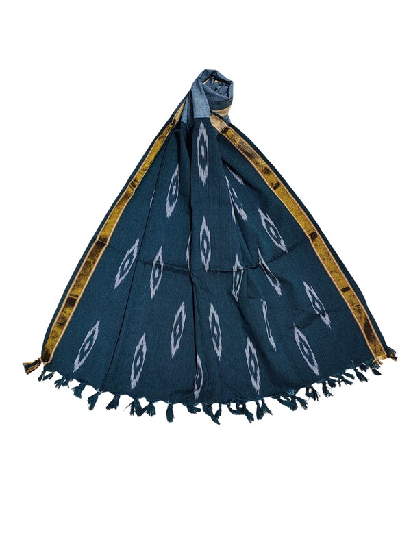 Dark Green Pochampally Ikkat Pure Cotton Dupatta for Women