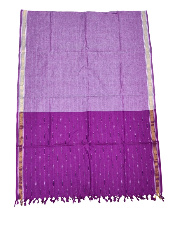 Dark Purple Pochampally Ikkat Pure Cotton Dupatta for Women