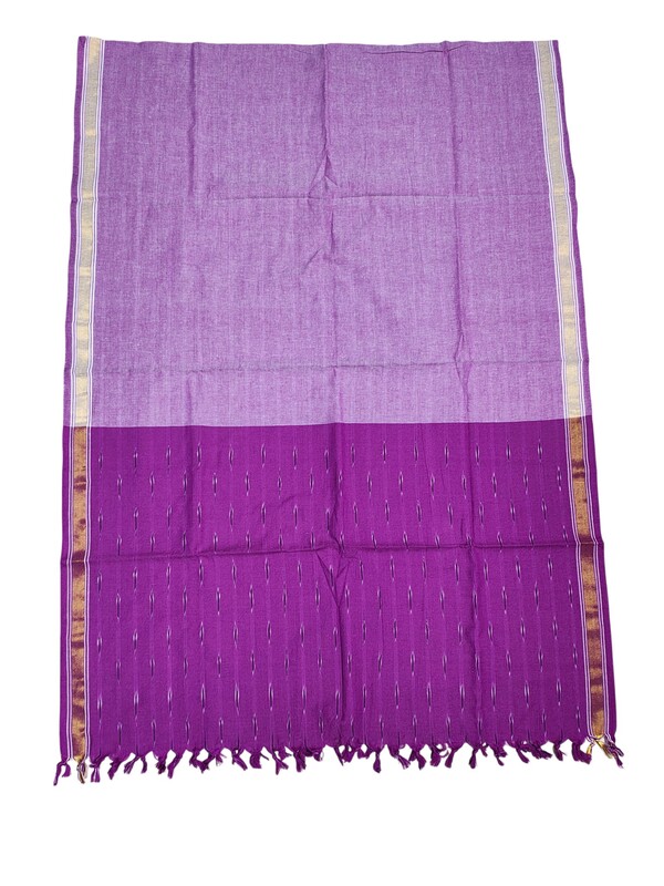 Dark Purple Pochampally Ikkat Pure Cotton Dupatta for Women