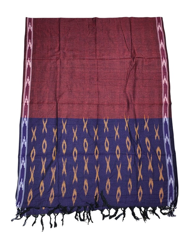 Purple & Maroon Pochampally Ikkat Pure Cotton Dupatta for Women