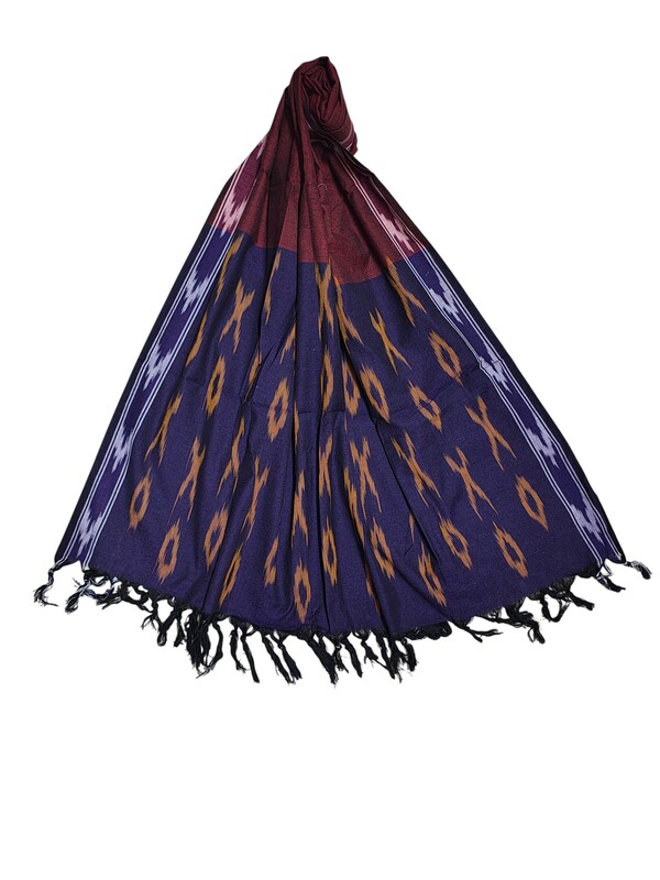 Purple & Maroon Pochampally Ikkat Pure Cotton Dupatta for Women