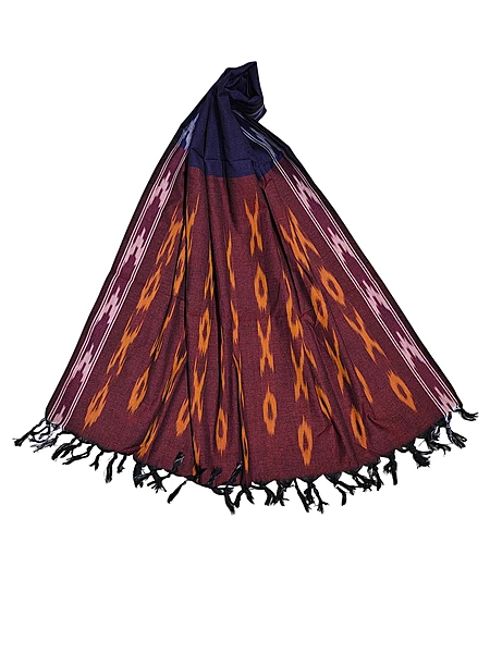 Maroon & Purple Pochampally Ikkat Pure Cotton Dupatta for Women