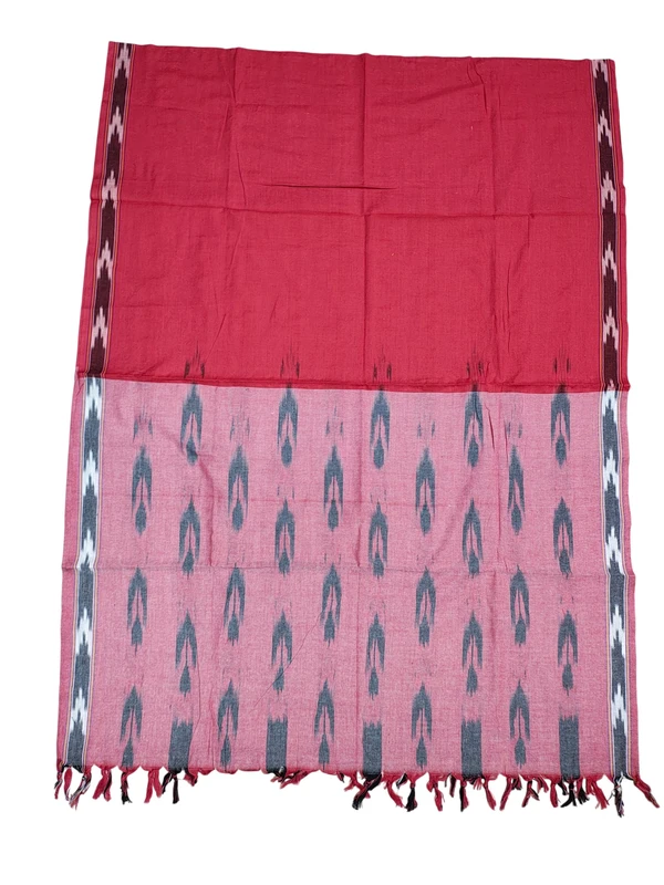 Pink & Red Pochampally Ikkat Pure Cotton Dupatta for Women