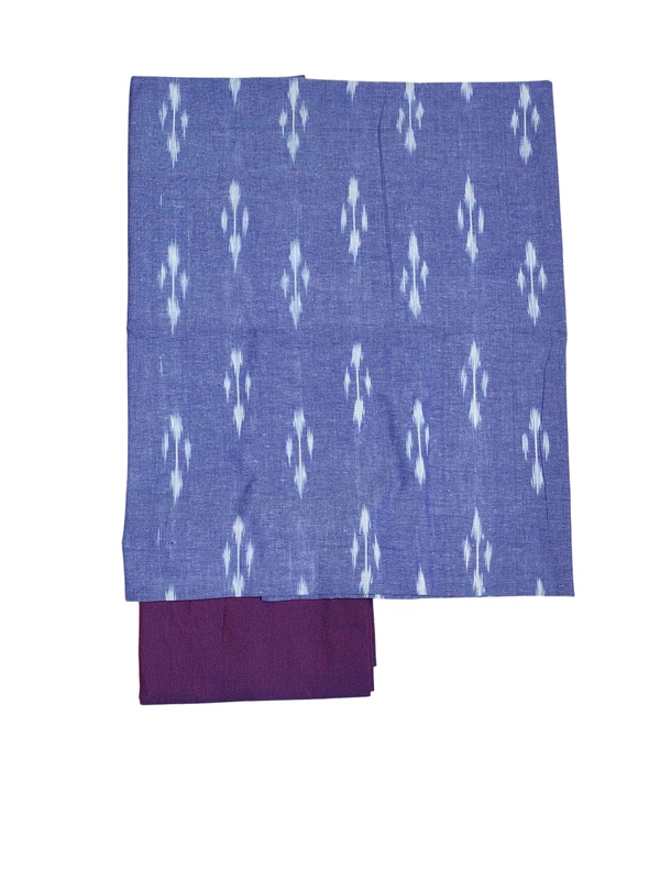 Purple Pure Cotton Ikkat Unstitched Salwar Suit Set with Dupatta