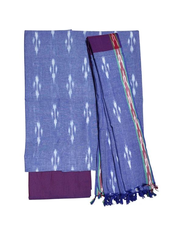 Purple Pure Cotton Ikkat Unstitched Salwar Suit Set with Dupatta