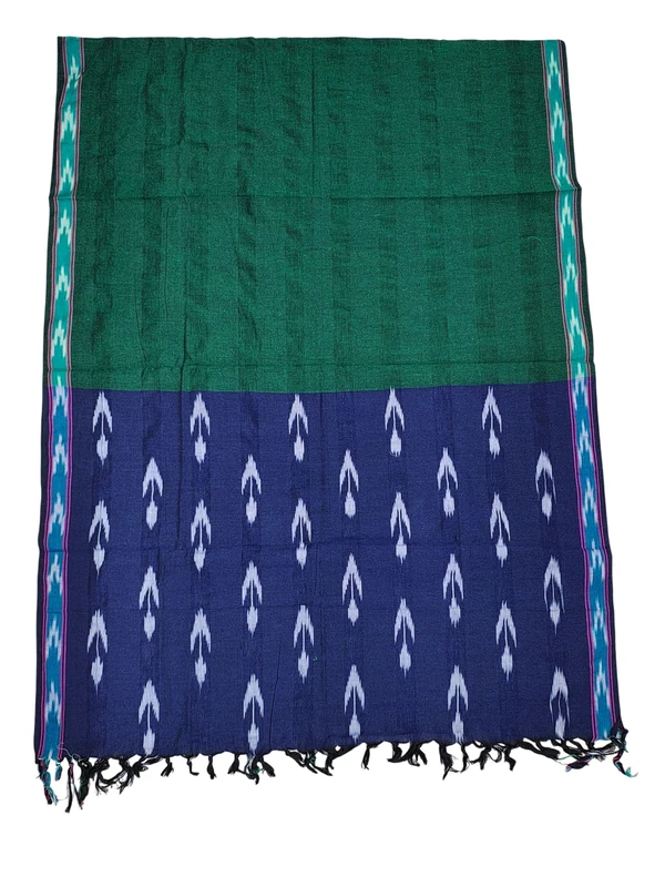 Indigo & White Pochampally Ikkat Handloom Dress Material with Dupatta