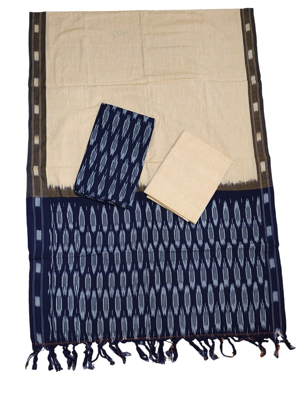 Indigo pochampally Ikkat Cotton Unstitched Salwar Suit Dress Material with Dupatta