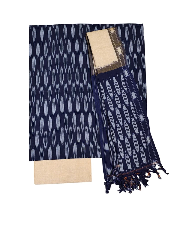 Indigo pochampally Ikkat Cotton Unstitched Salwar Suit Dress Material with Dupatta