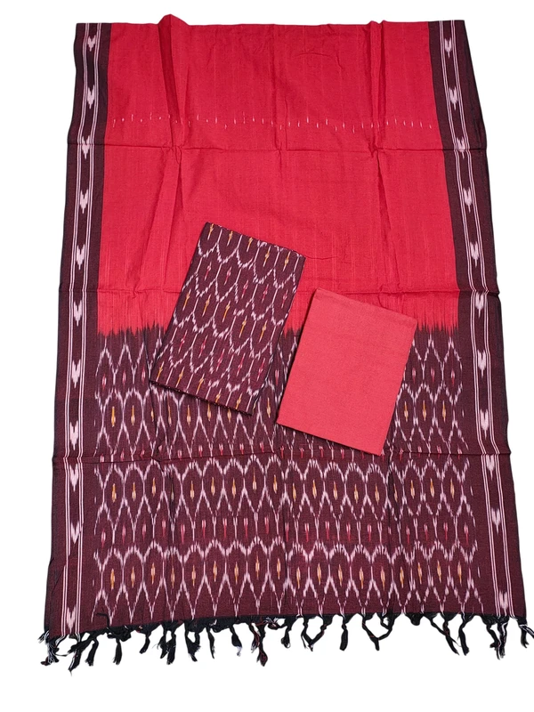 Maroon Pochampally Ikkat Handloom Cotton dress material for Women
