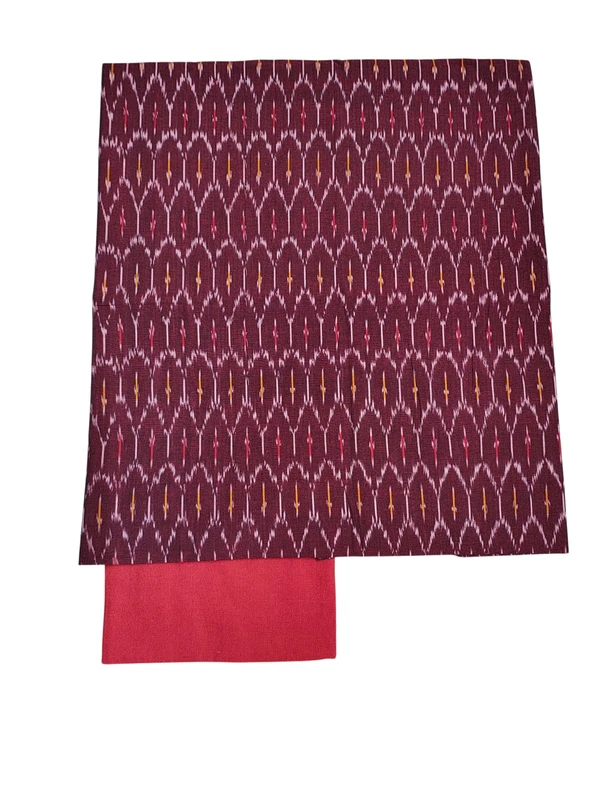 Maroon Pochampally Ikkat Handloom Cotton dress material for Women