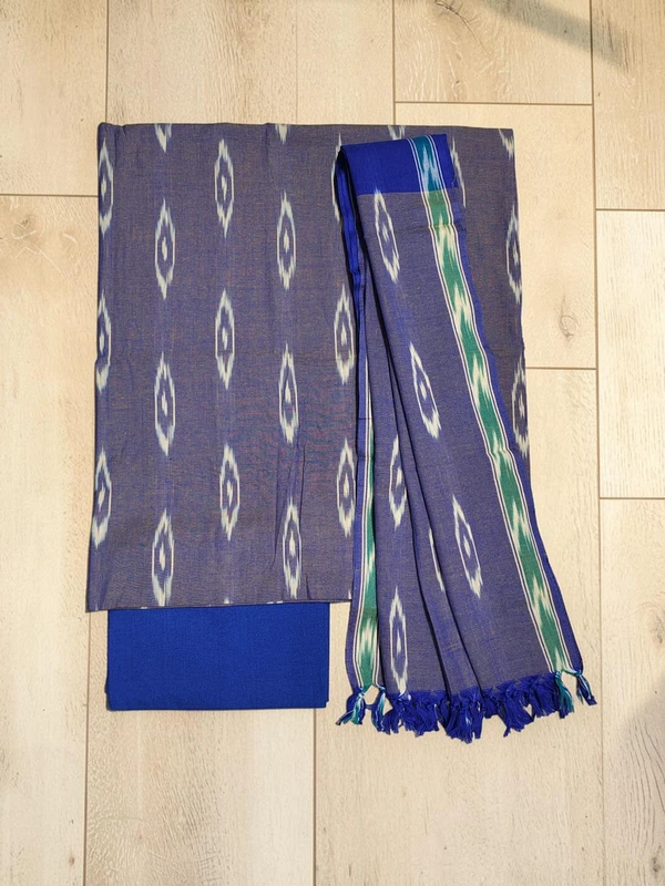 Lavender Pochampally Ikkat Cotton Unstitched Salwar Suit Dress Material with Dupatta