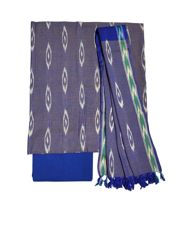 Lavender Pochampally Ikkat Cotton Unstitched Salwar Suit Dress Material with Dupatta