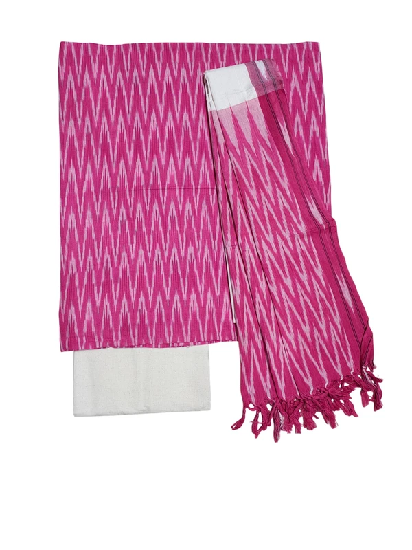 Pink Pochampally Ikkat Cotton Unstitched Salwar Suit Set with Dupatta
