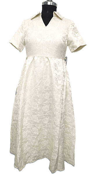 White Frock With Self Design