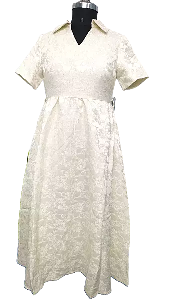 White Frock With Self Design