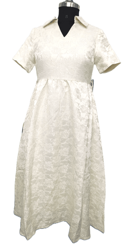 White Frock With Self Design