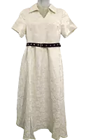 White Frock With Self Design