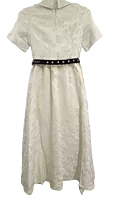 White Frock With Self Design