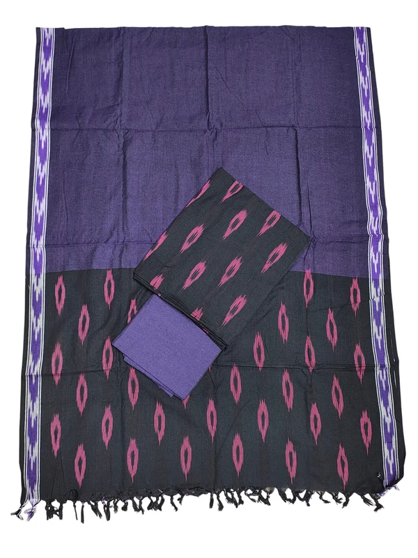 Black Pochampally Ikkat Cotton Dress Material