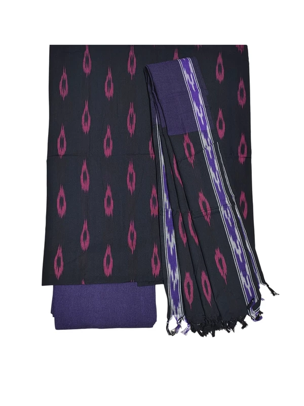 Black Pochampally Ikkat Cotton Dress Material