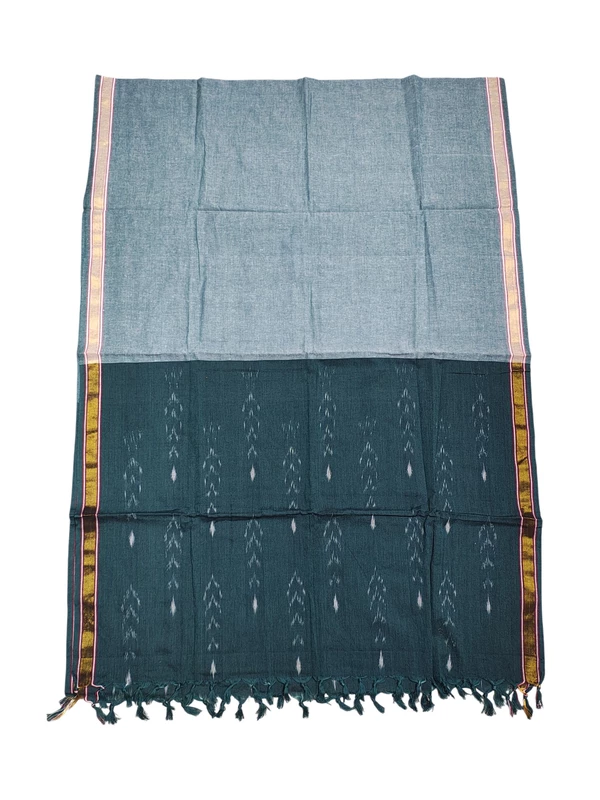 Dark Green Pochampally Ikkat Pure Cotton Dress Material with Dupatta