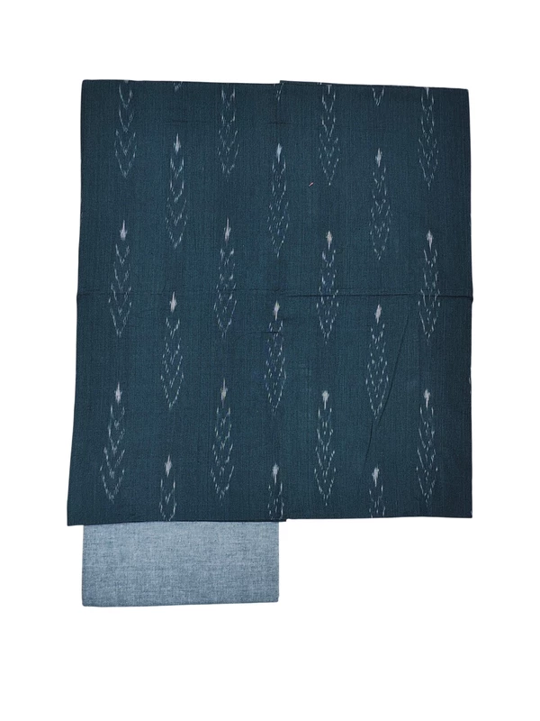Dark Green Pochampally Ikkat Pure Cotton Dress Material with Dupatta