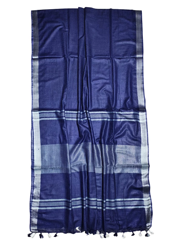 Indigo Linen Solid Saree for Women