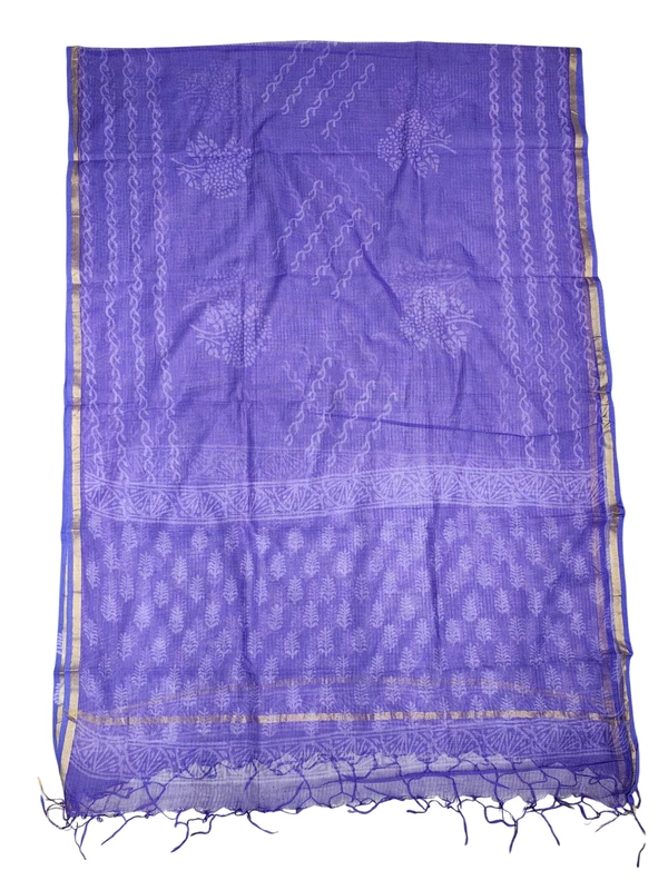 Purple & Green Hand Block Print Kota Doria Unstitched Suit Set