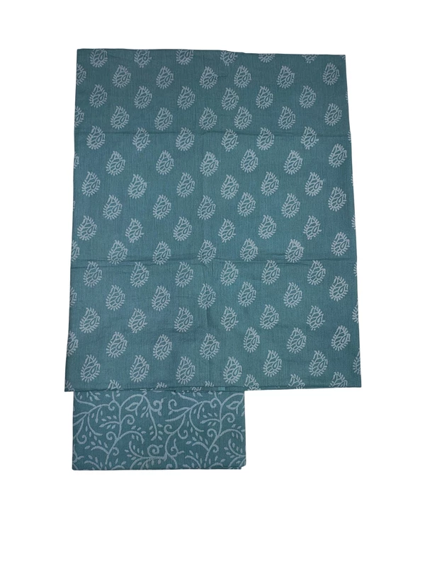 Firoza Kota Doria Hand block Print Unstitched Suit Set