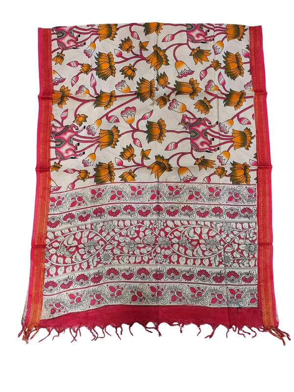 Red & Orange Kalamkari Silk Dupatta