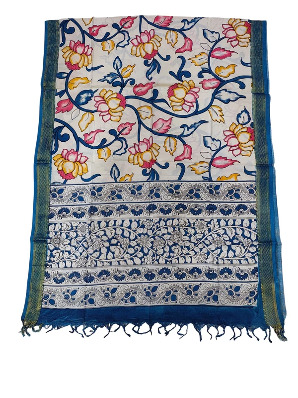 Teal Kalamkari Silk Dupatta