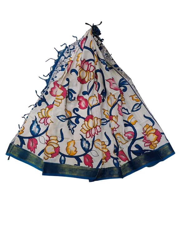 Teal Kalamkari Silk Dupatta