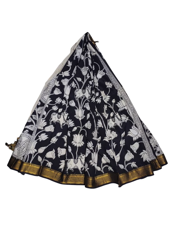Black Kalamkari Silk Nizam Border Dupatta