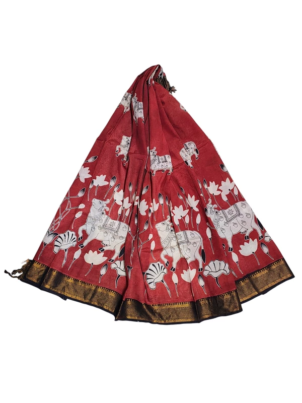Maroon Kalamkari Silk Dupatta