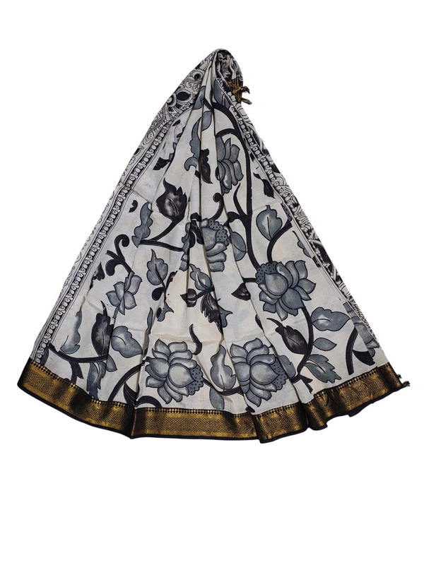 Gray Kalamkari Silk Dupatta