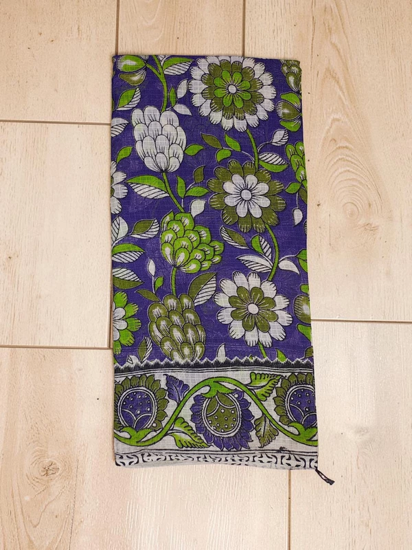 Purple Kalamkari Kota Doria Saree for Women