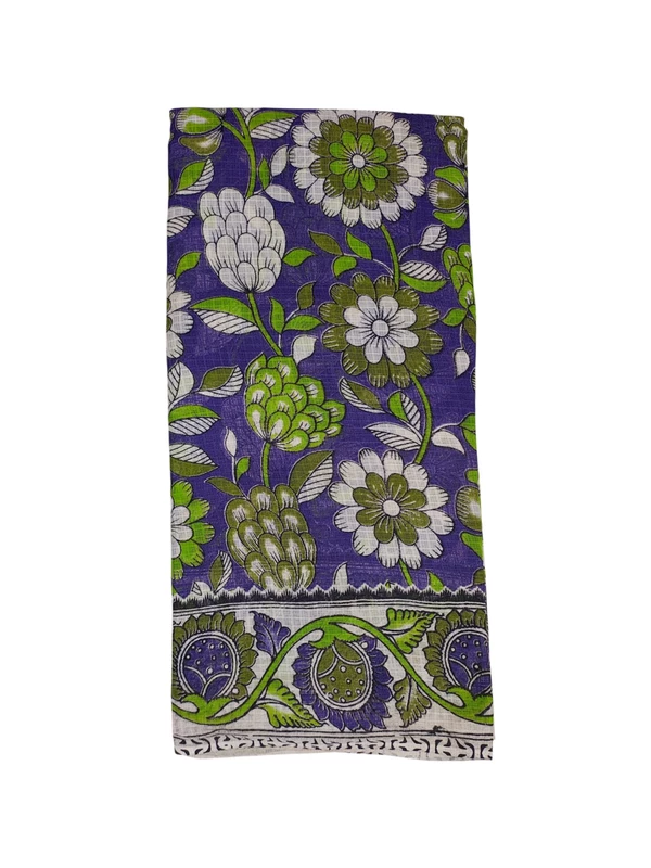 Purple Kalamkari Kota Doria Saree for Women