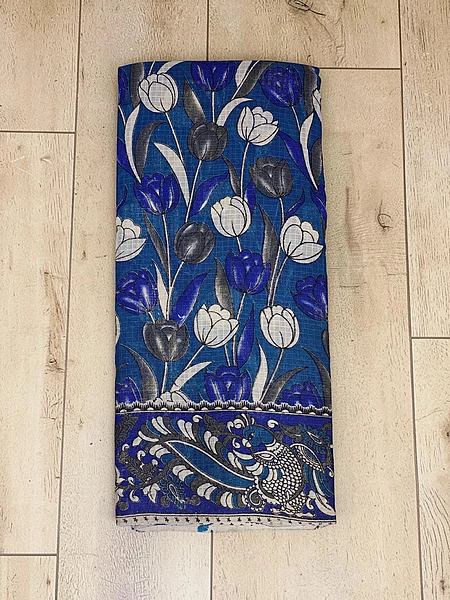 Blue Kalamkari Kota Doria Saree for Women