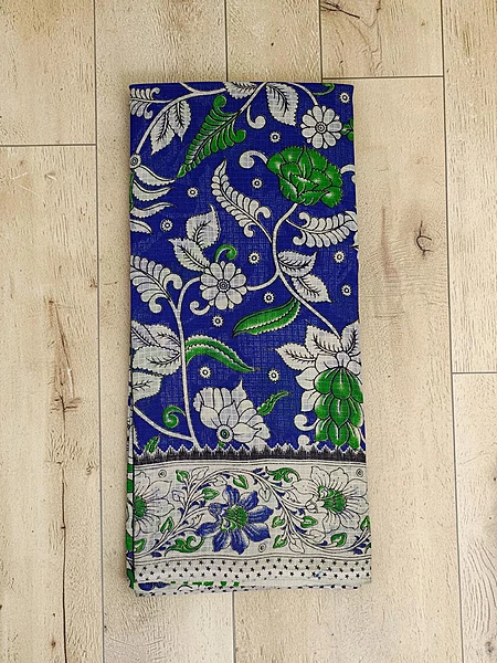 Indigo & Green Kalamkari Kota Doria Saree for Women