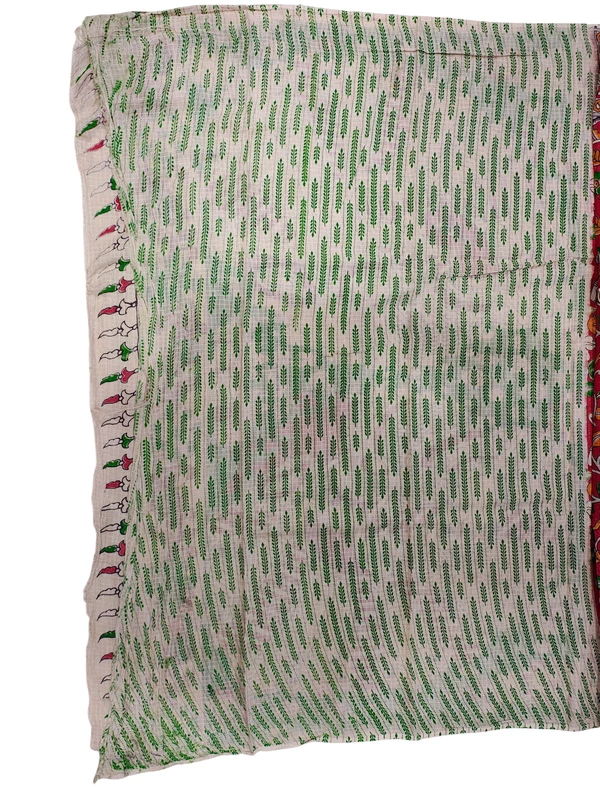 Red Kalamkari Kota Doria Saree for Women