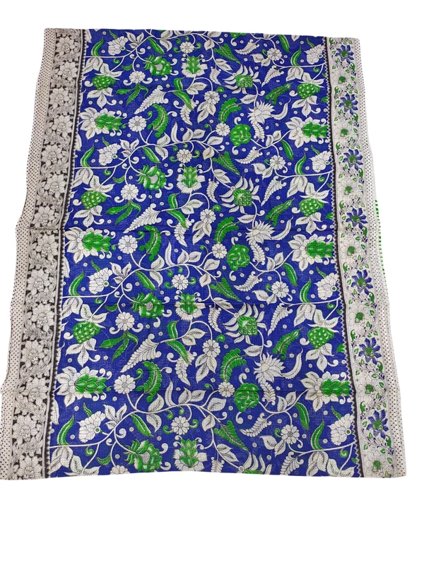 Indigo & Green Kalamkari Kota Doria Saree for Women