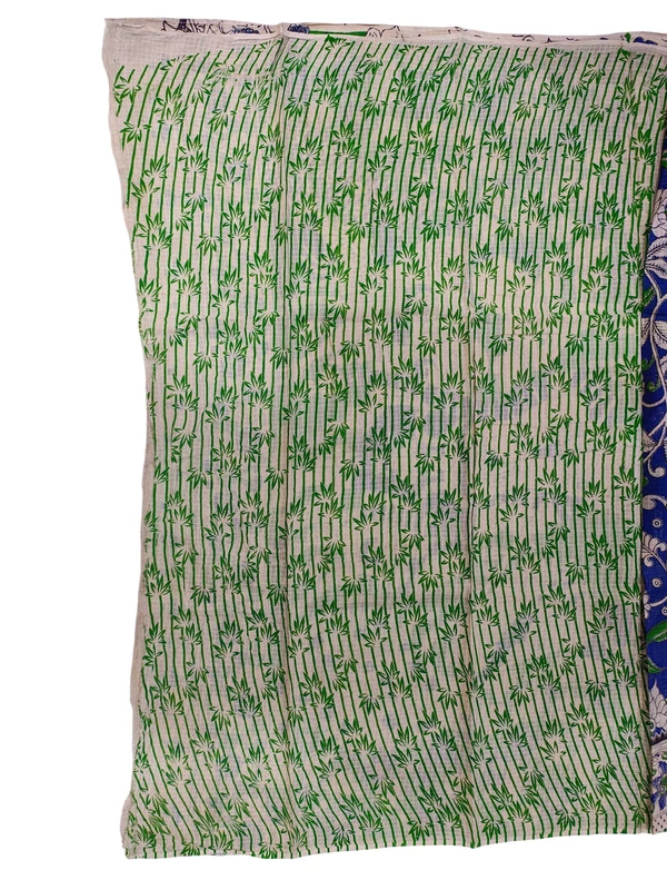 Indigo & Green Kalamkari Kota Doria Saree for Women