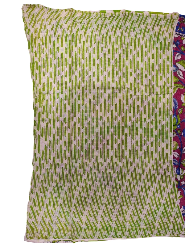 Dark Pink Kalamkari Kota Doria Saree for Women