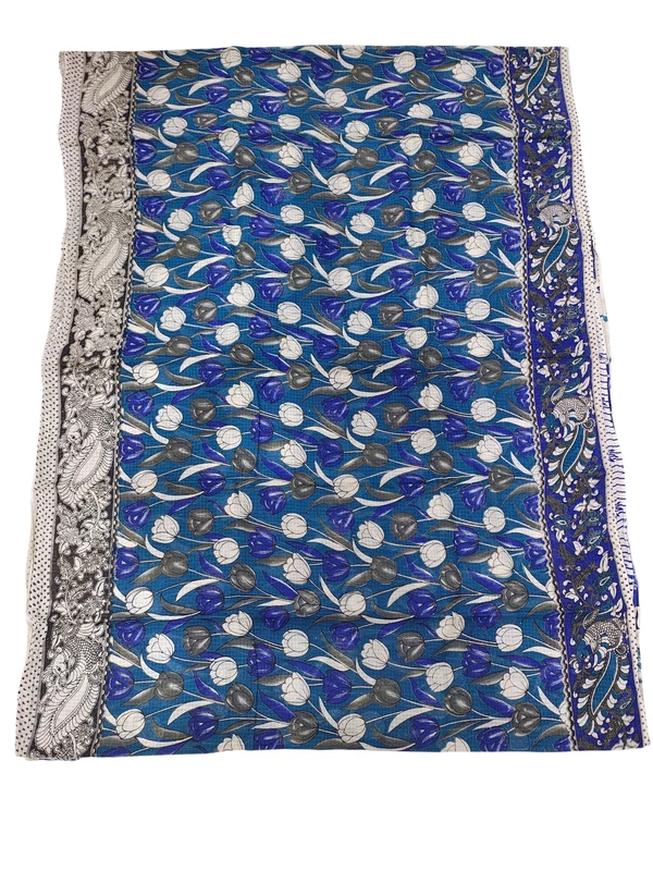 Blue Kalamkari Kota Doria Saree for Women