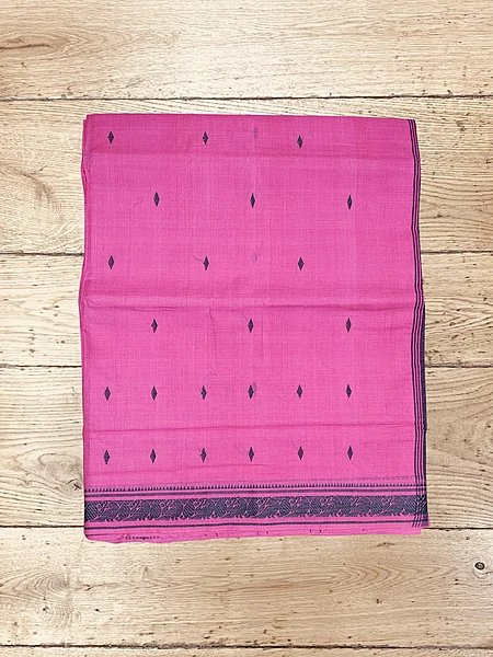 Pink Narayanpet Handloom Cotton Saree without Blouse Piece