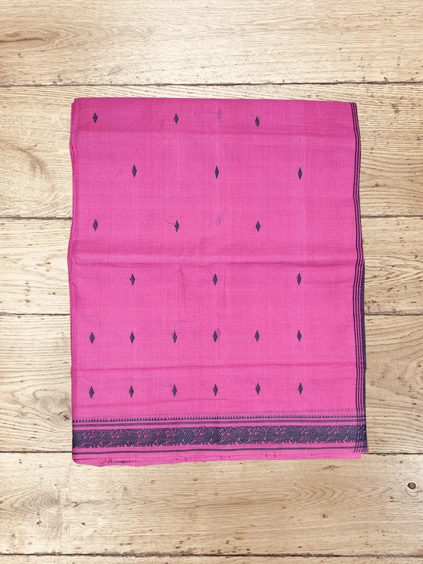 Pink Narayanpet Handloom Cotton Saree without Blouse Piece