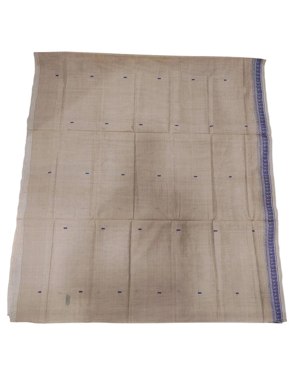 Ivory & Purple Narayanpet Handloom Cotton Saree without Blouse Piece