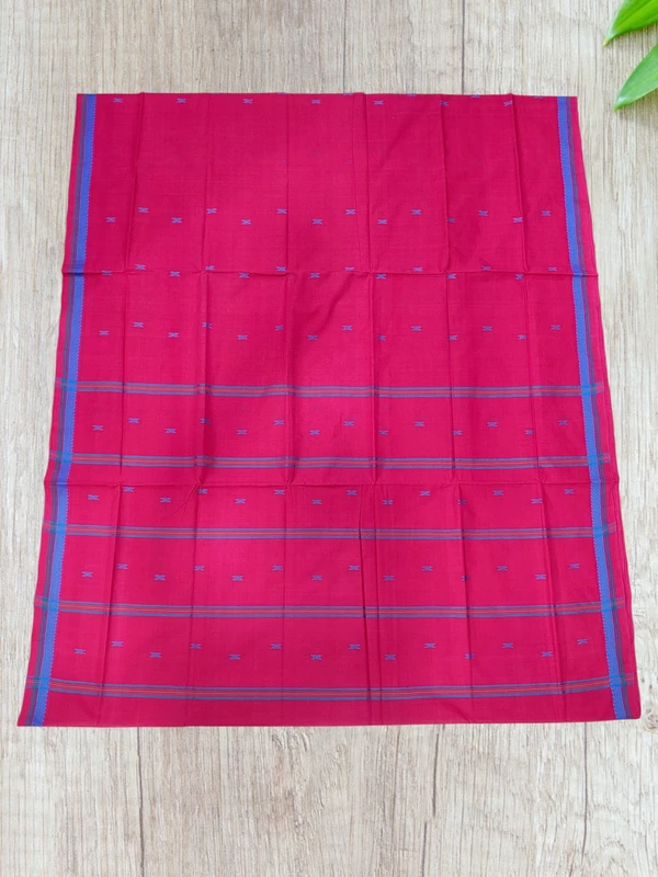 Magenta Narayanpet Handloom Cotton Saree without Blouse Piece