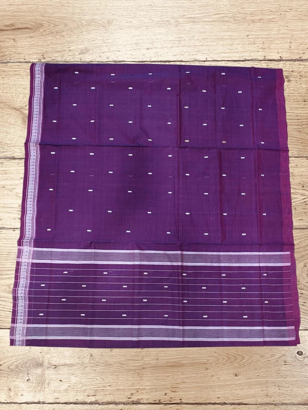 Purple Narayanpet Handloom Cotton Saree without Blouse Piece